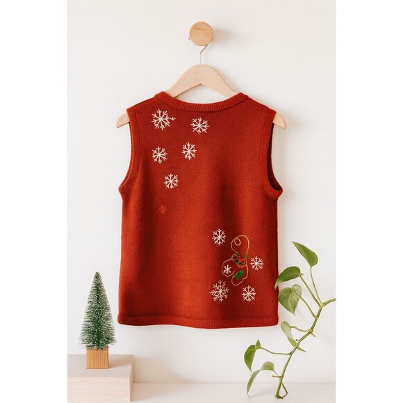 Basic Editions Holiday embroidered sweater vest (size 1X) - Picture 2 of 9